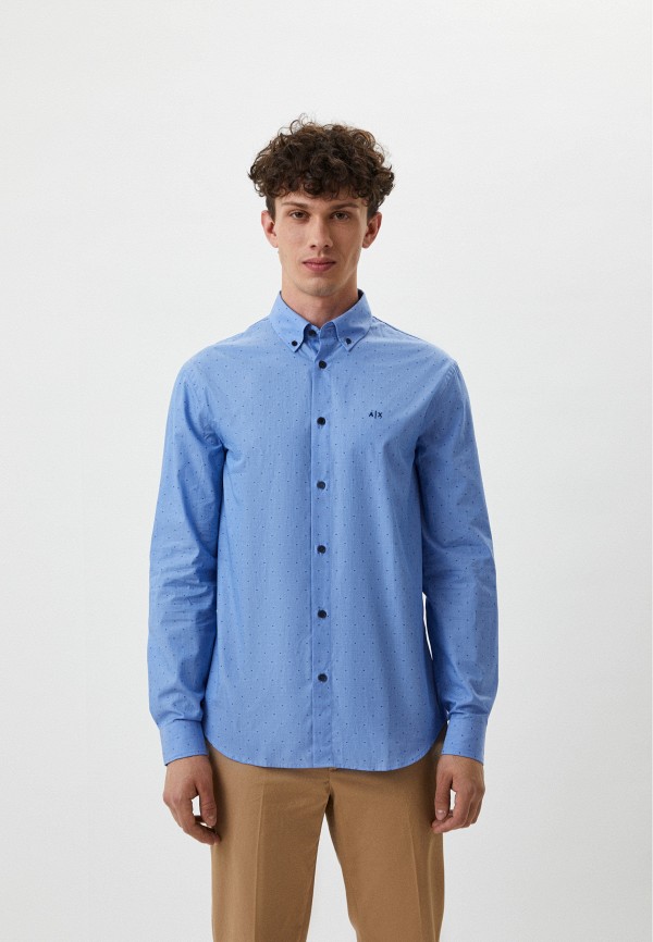 мужская рубашка с длинным рукавом armani exchange, синяя