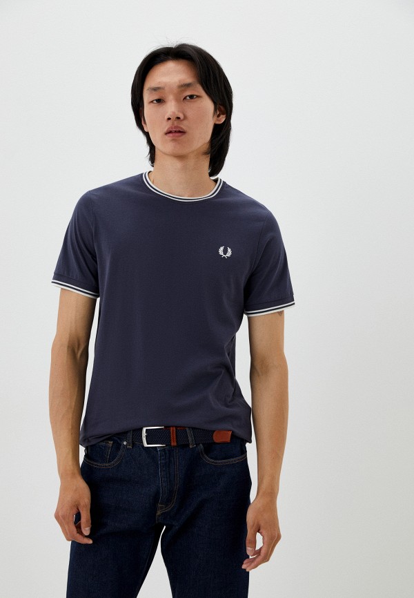 мужская футболка с коротким рукавом fred perry, синяя