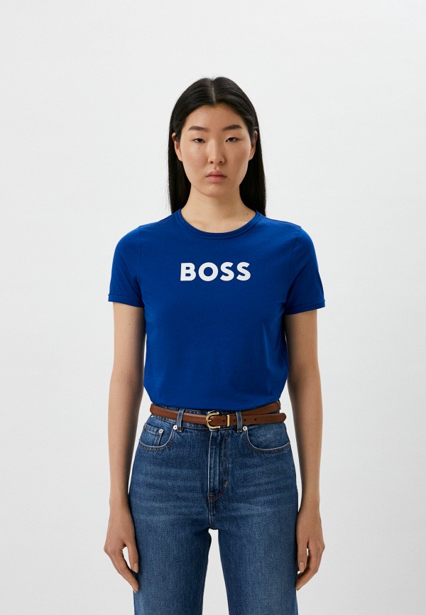 женская футболка boss, синяя