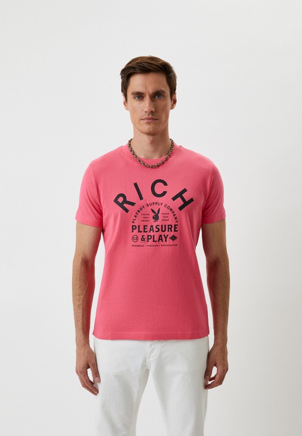 мужская футболка john richmond, розовая