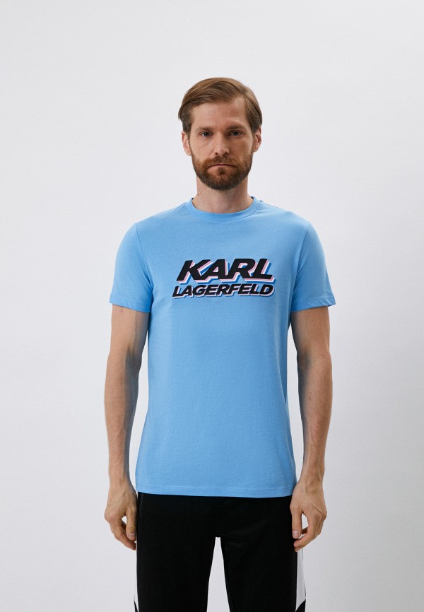 мужская футболка karl lagerfeld, голубая