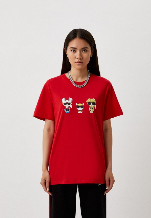 женская футболка karl lagerfeld, красная
