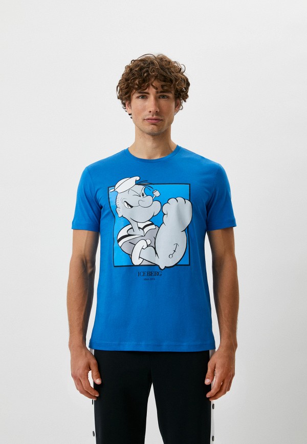 мужская футболка iceberg, голубая