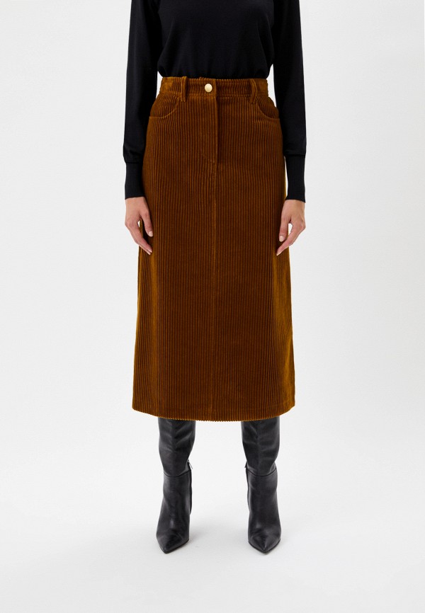 женская прямые юбка luisa spagnoli, коричневая