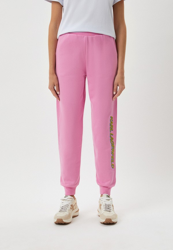 женские спортивные брюки karl lagerfeld, розовые