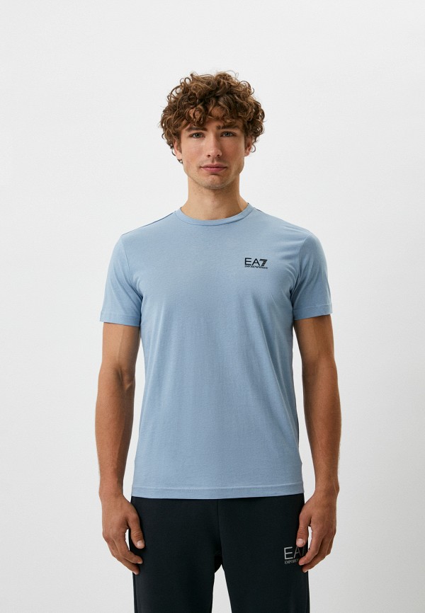 мужская футболка ea7, голубая