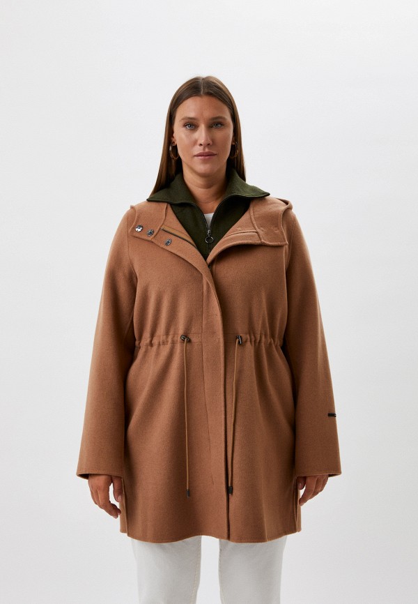 женское пальто persona by marina rinaldi, коричневое