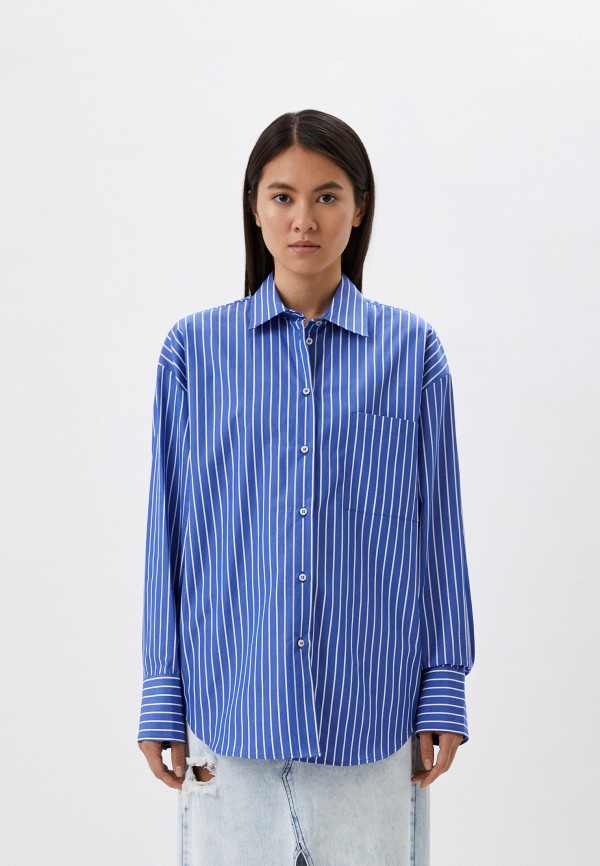 женская рубашка с длинным рукавом msgm, синяя