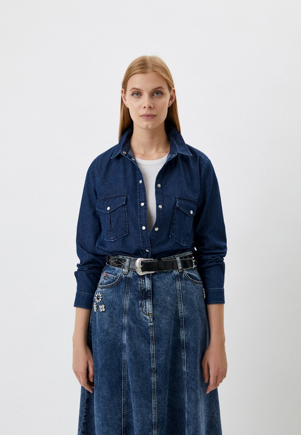 женская джинсовые рубашка max&co, синяя