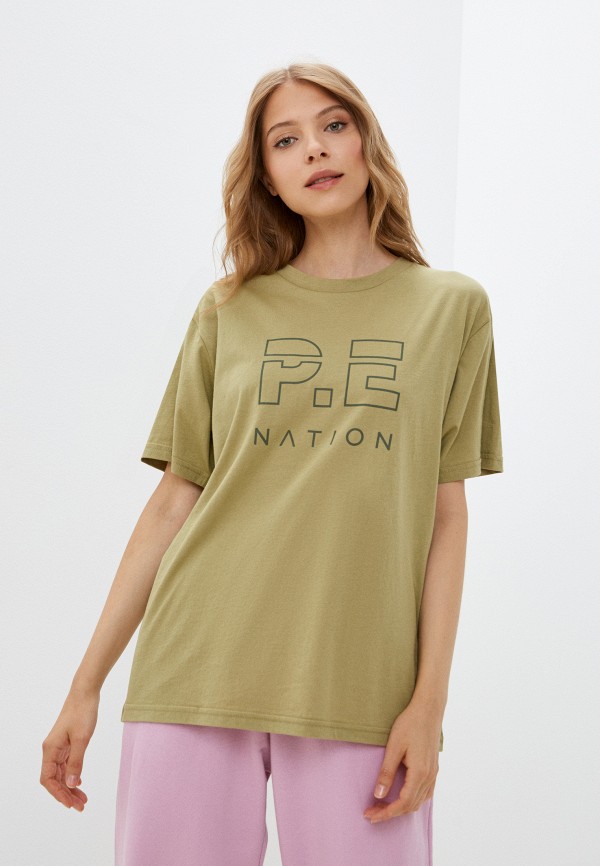 женская спортивные футболка p.e nation, зеленая