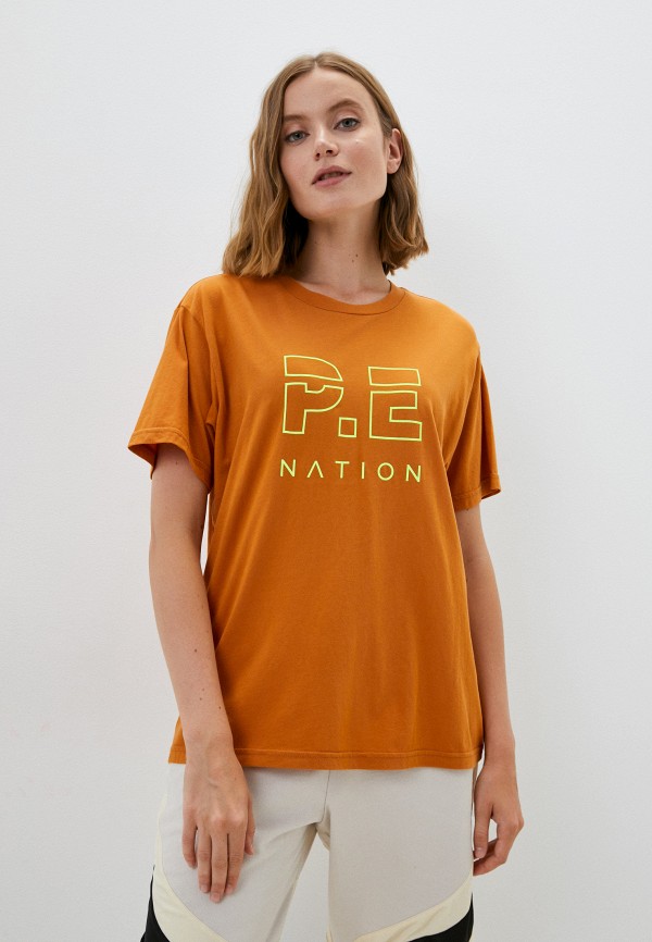 женская спортивные футболка p.e nation, оранжевая