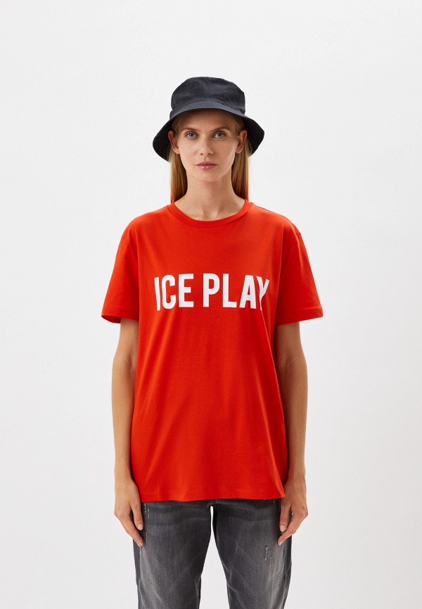 женская футболка ice play, красная