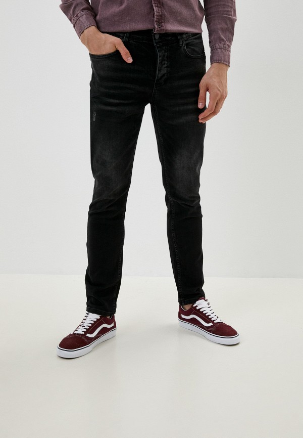 мужские зауженные джинсы basics & more, черные