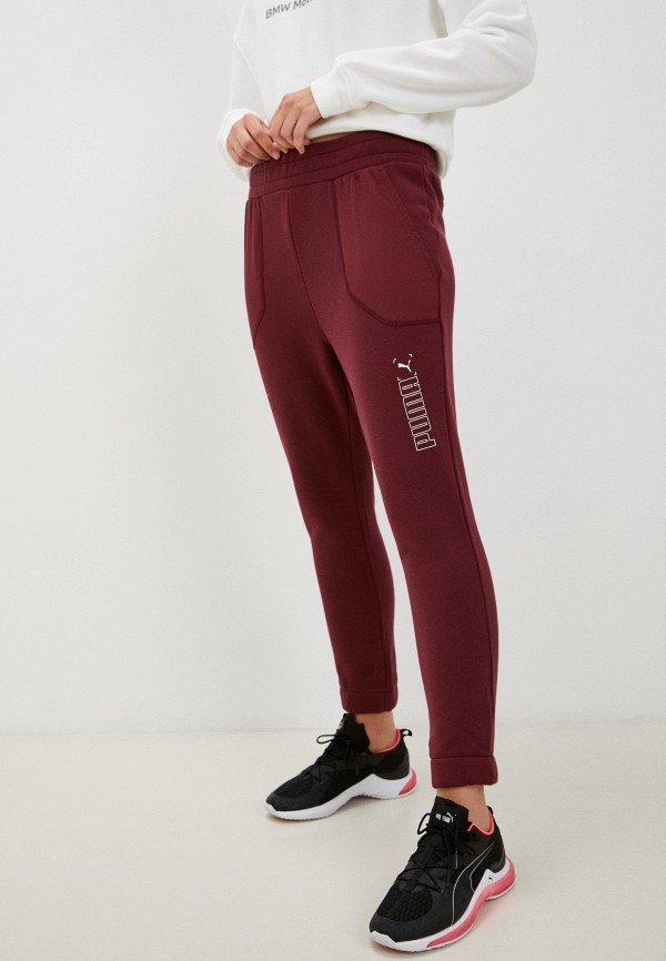 женские спортивные брюки puma, бордовые