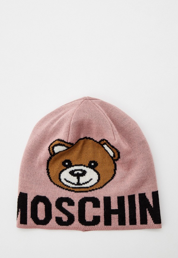 женская шапка moschino, розовая
