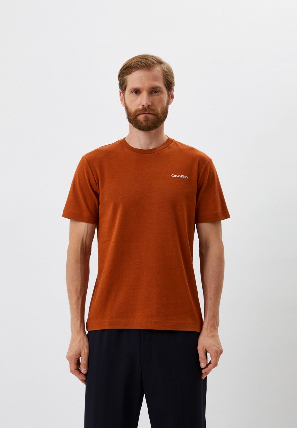мужская футболка calvin klein, коричневая