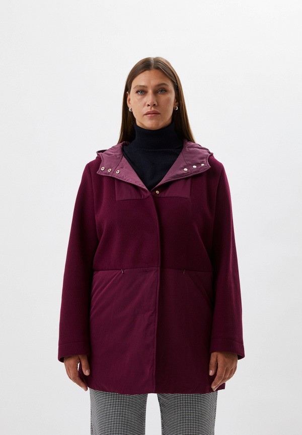 женское пальто persona by marina rinaldi, бордовое