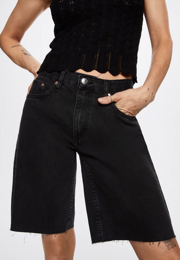 женские джинсовые шорты mango, черные