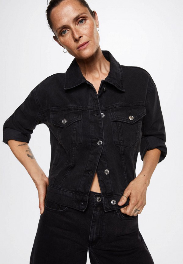 женская джинсовые куртка mango, черная