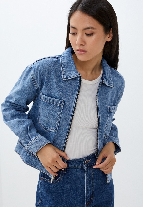 женская джинсовые куртка mango, синяя