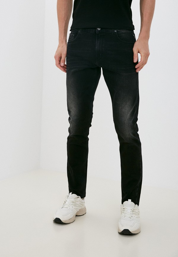 мужские зауженные джинсы replay, черные