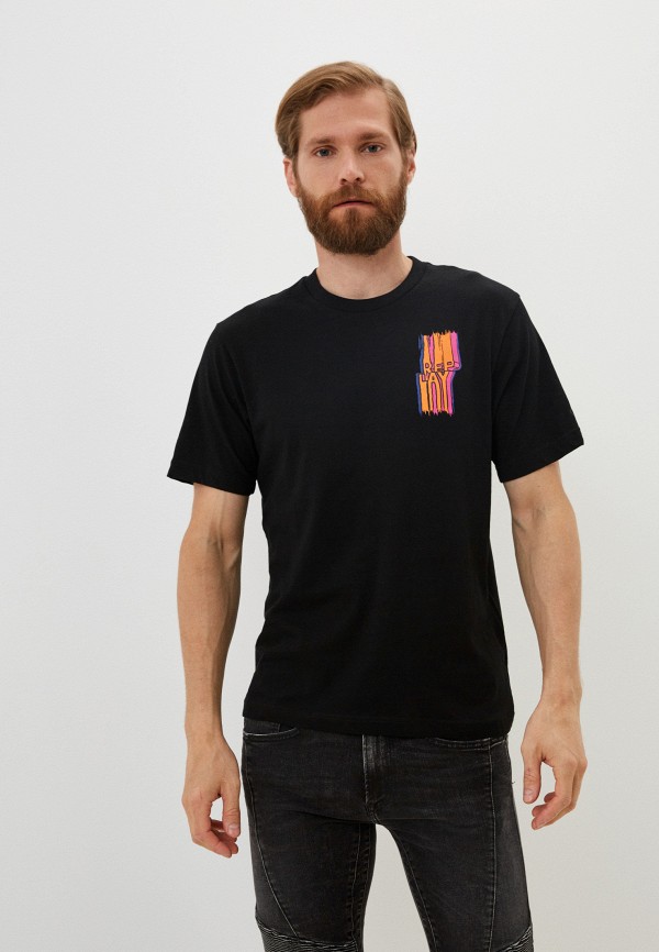 мужская футболка с коротким рукавом replay, черная