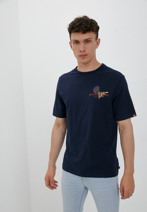 мужская футболка с коротким рукавом scotch&soda, синяя