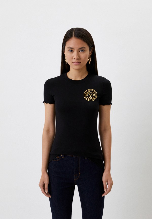 женская футболка versace, черная