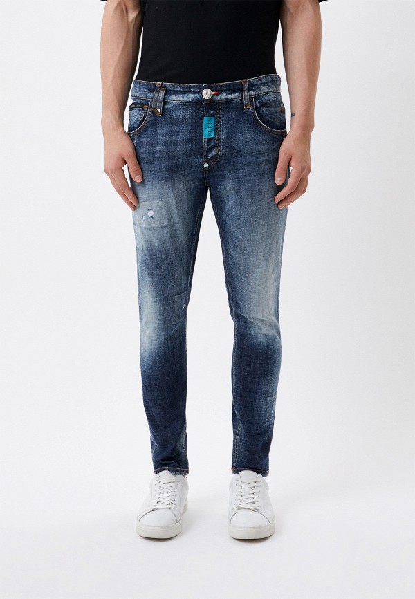 мужские зауженные джинсы philipp plein, синие