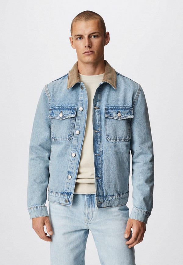 мужская джинсовые куртка mango man, голубая