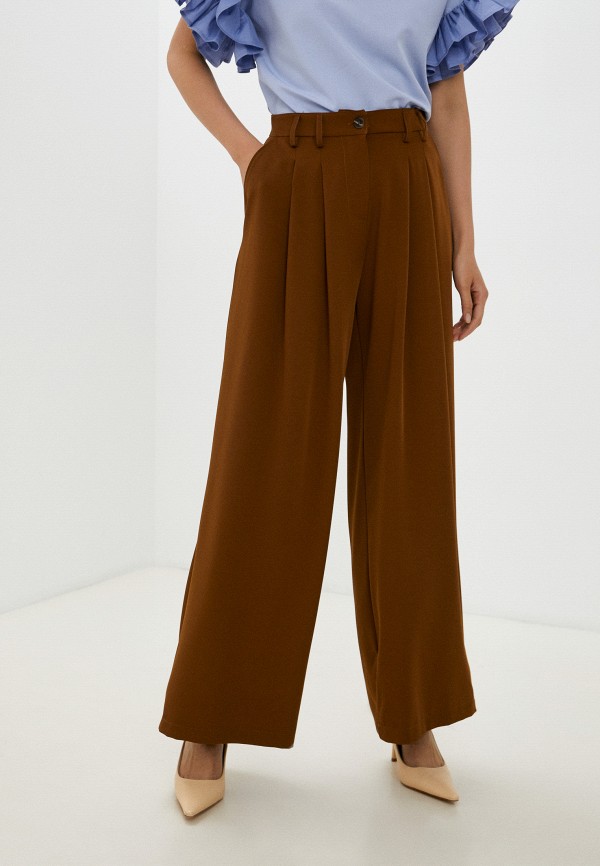 женские классические брюки please, коричневые
