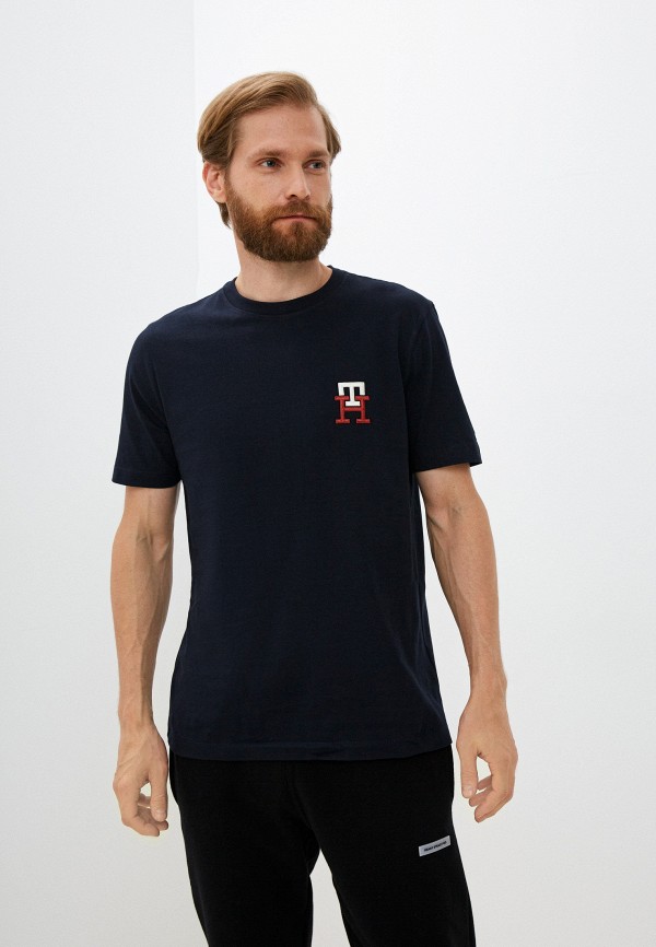 мужская футболка с коротким рукавом tommy hilfiger, синяя
