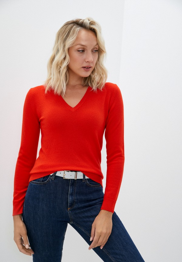 женский пуловер united colors of benetton, красный