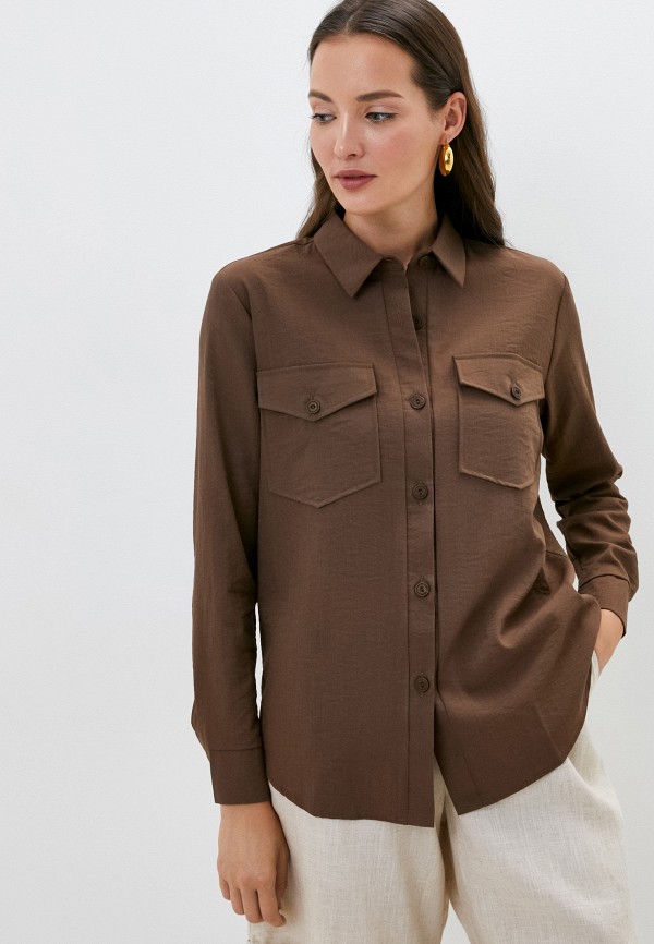 женская рубашка с длинным рукавом allegri, коричневая