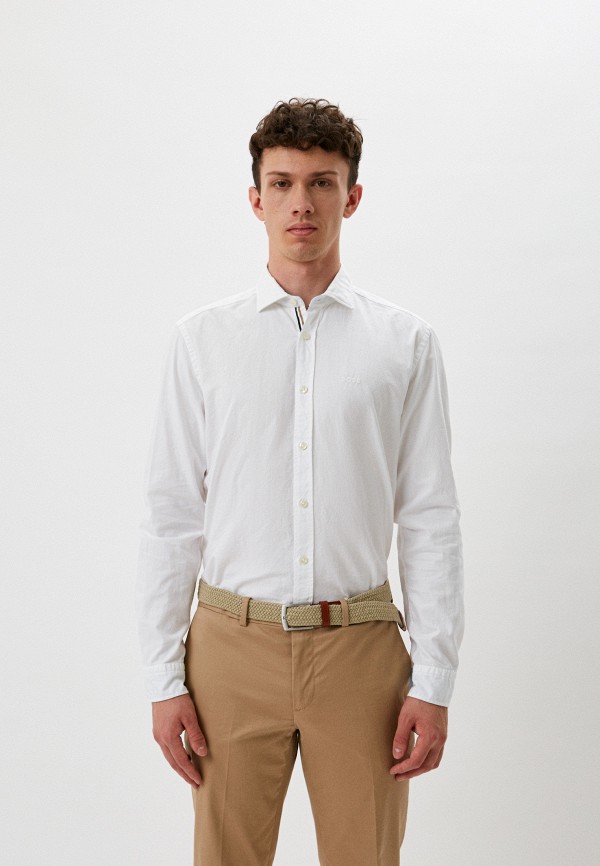мужская рубашка с длинным рукавом boss, белая