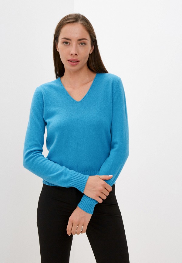 женский пуловер united colors of benetton, голубой