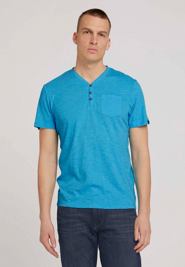 мужская футболка с коротким рукавом tom tailor, голубая