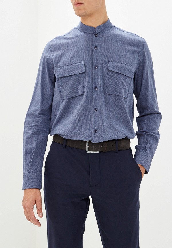 мужская рубашка с длинным рукавом adolfo dominguez, синяя