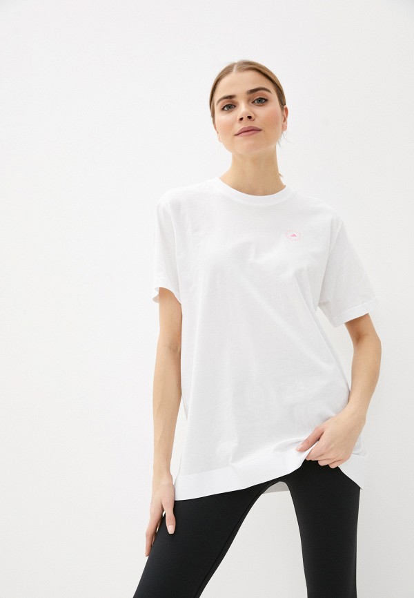 женская спортивные футболка adidas by stella mccartney, белая