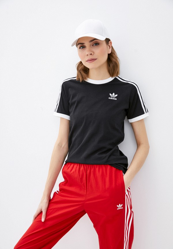 женская спортивные футболка adidas, черная