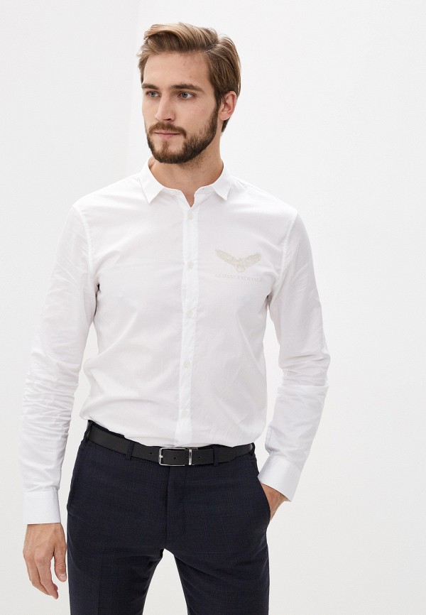 мужская рубашка с длинным рукавом armani exchange, белая
