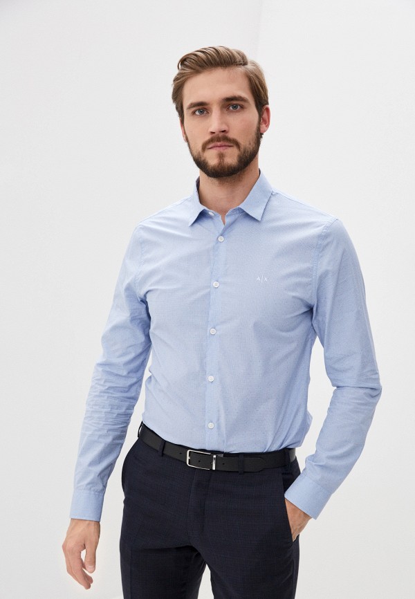 мужская рубашка с длинным рукавом armani exchange, голубая