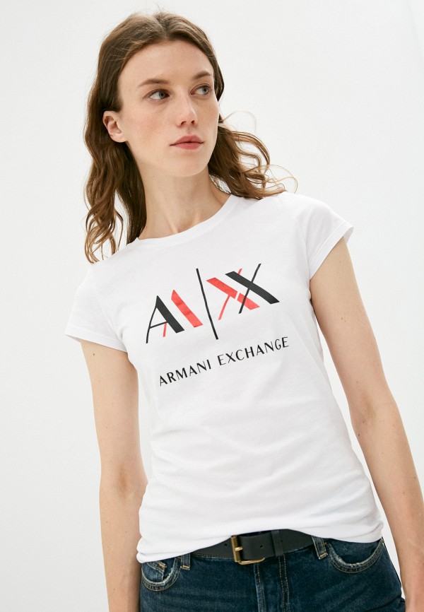 женская футболка armani exchange, белая