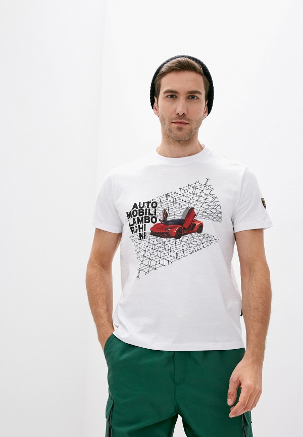 мужская футболка automobili lamborghini, белая
