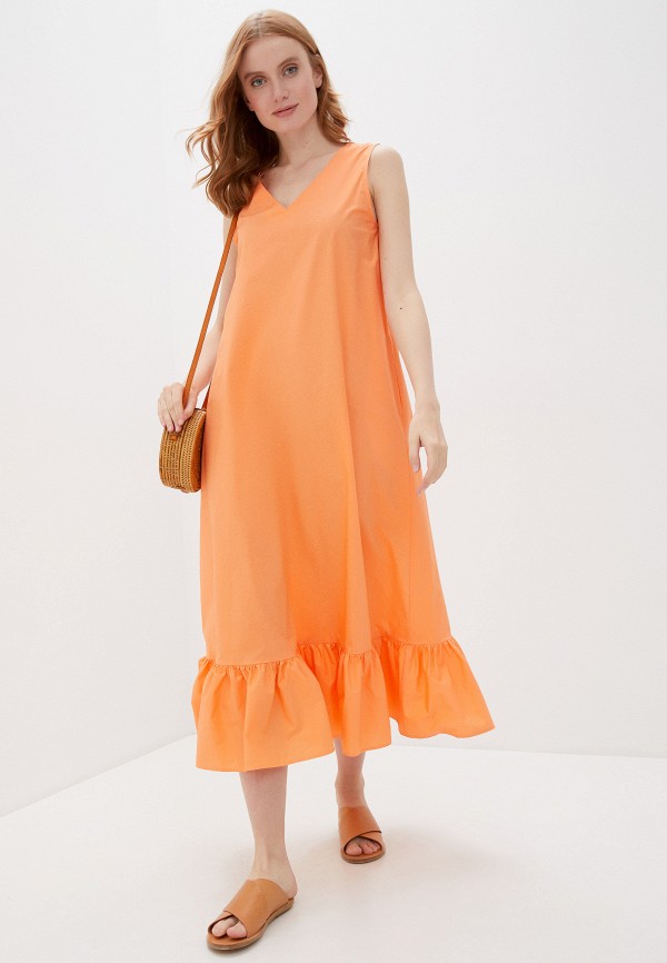 женское повседневные платье baon, оранжевое