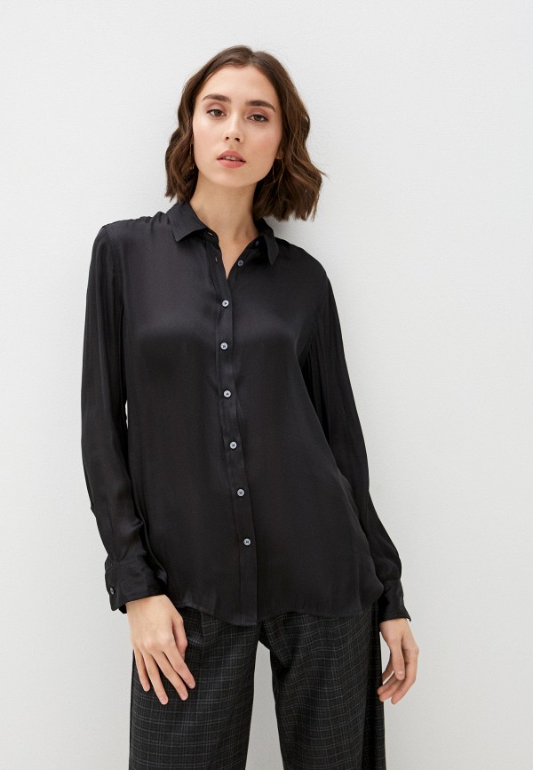 женская рубашка с длинным рукавом banana republic, черная