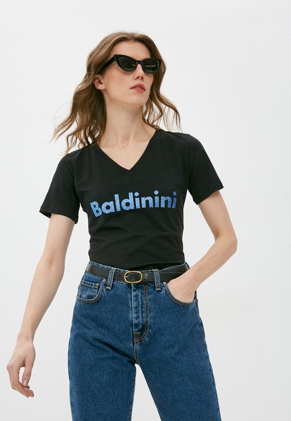 женская футболка baldinini, черная
