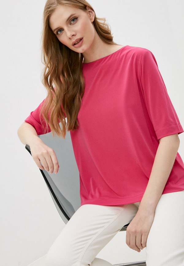 женская футболка bikkembergs, розовая