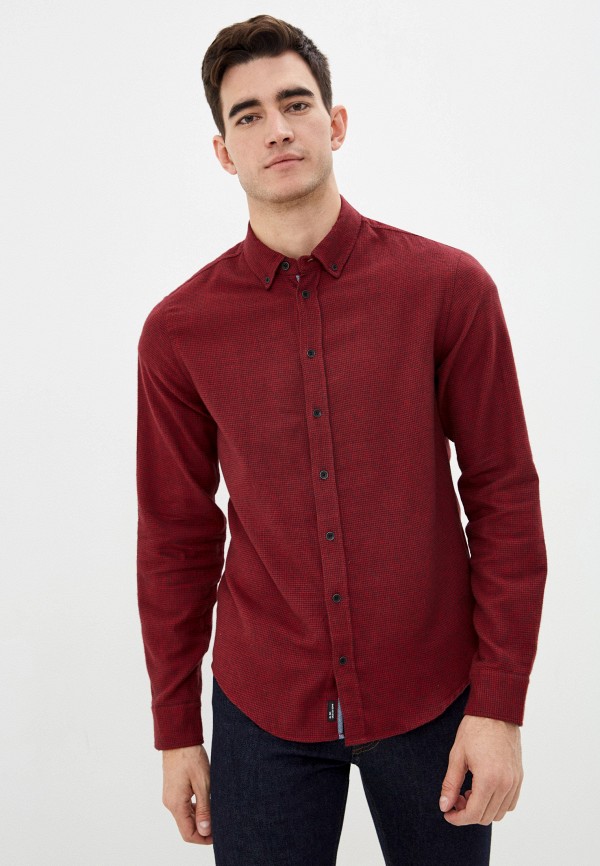 мужская рубашка с длинным рукавом blend, бордовая