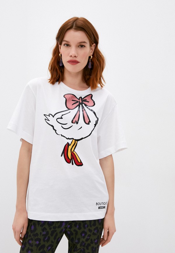 женская футболка boutique moschino, белая